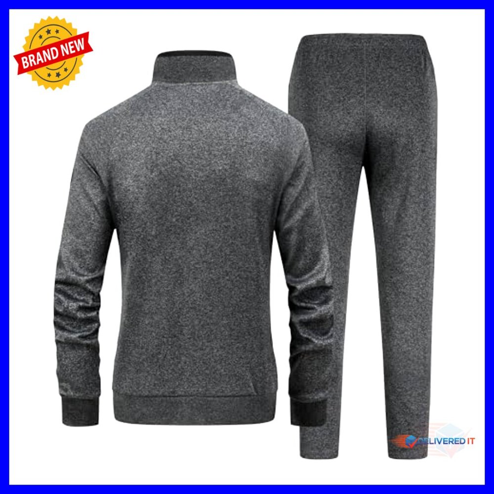 Full-Zip Athletic Tracksuit Set with Jacket & Joggers, Workout Wear - Picture 3 of 6